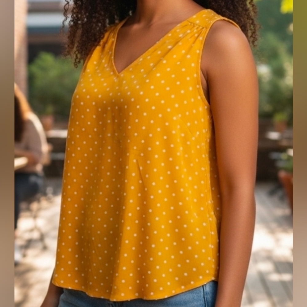 Old Navy Mustard Yellow Polka Dot Top Size XS